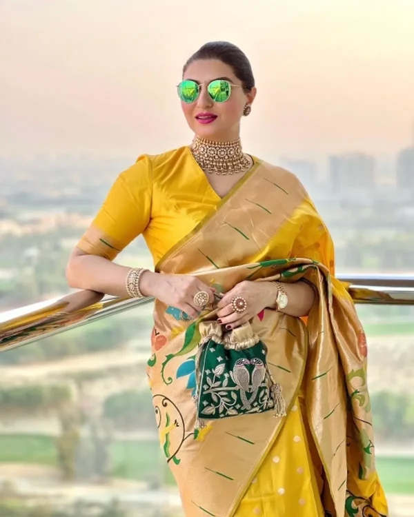 Yellow Paithani Silk Saree